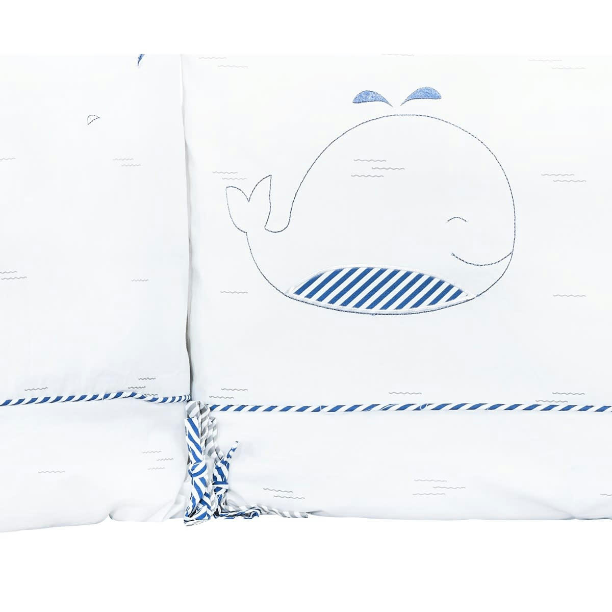 BLUE BALEINE - Tour de lit bébé 190x19cm en coton blanc