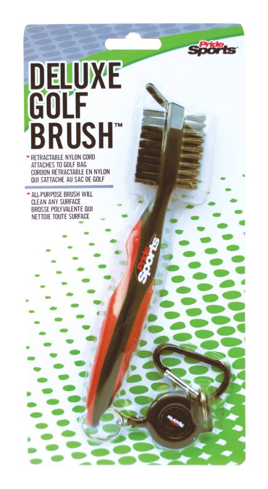 PrideSports Deluxe Golf Club & Shoe Cleaning Brush with Retractable Cord