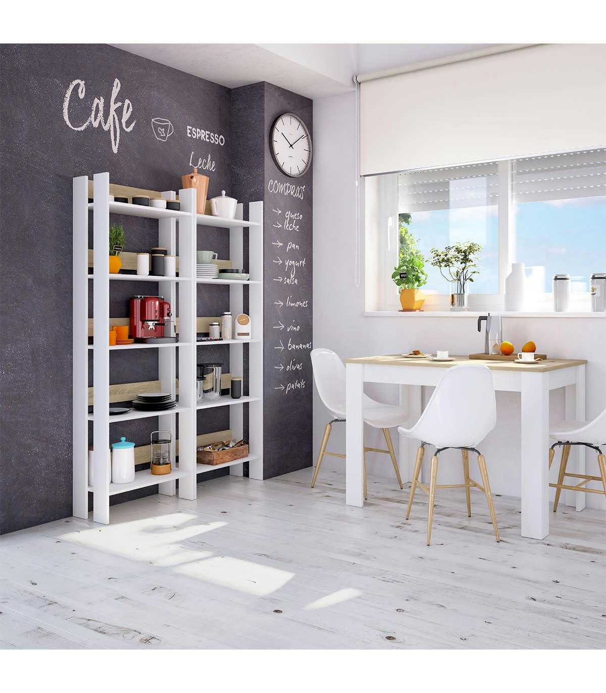 MADEIRA - Bibliothèque bicolore juxtaposable 5 Etagères - H170 cm