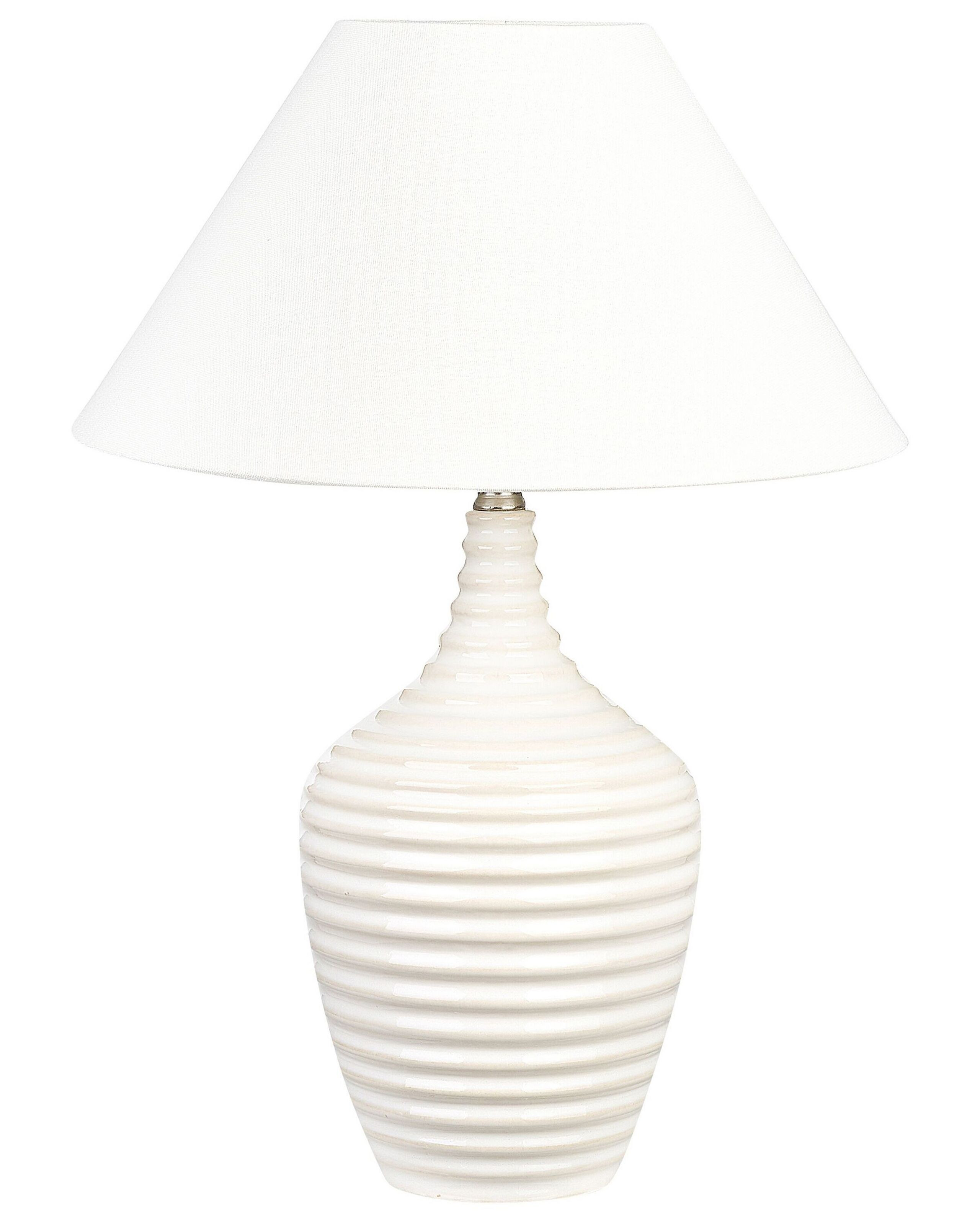 Lampa stołowa ceramiczna beżowa
