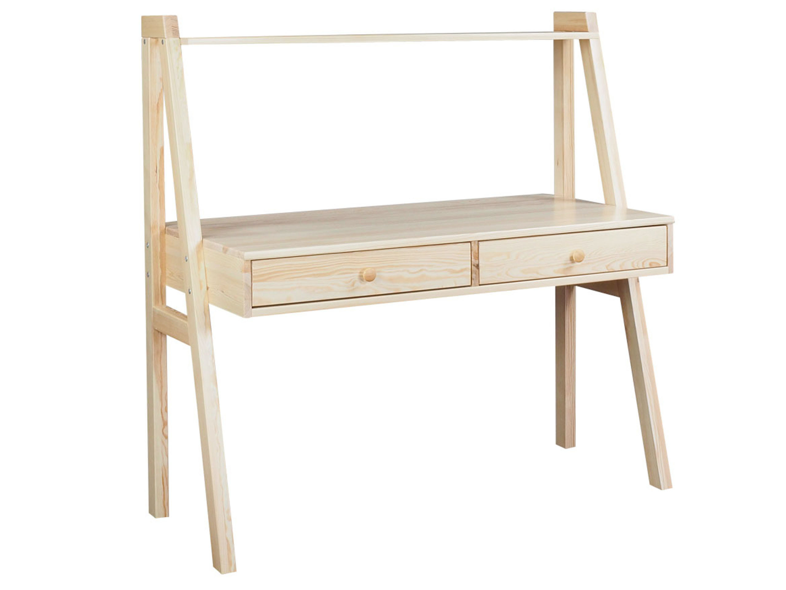 Biurko drewniane z półką SHELF, kolor sosnowy