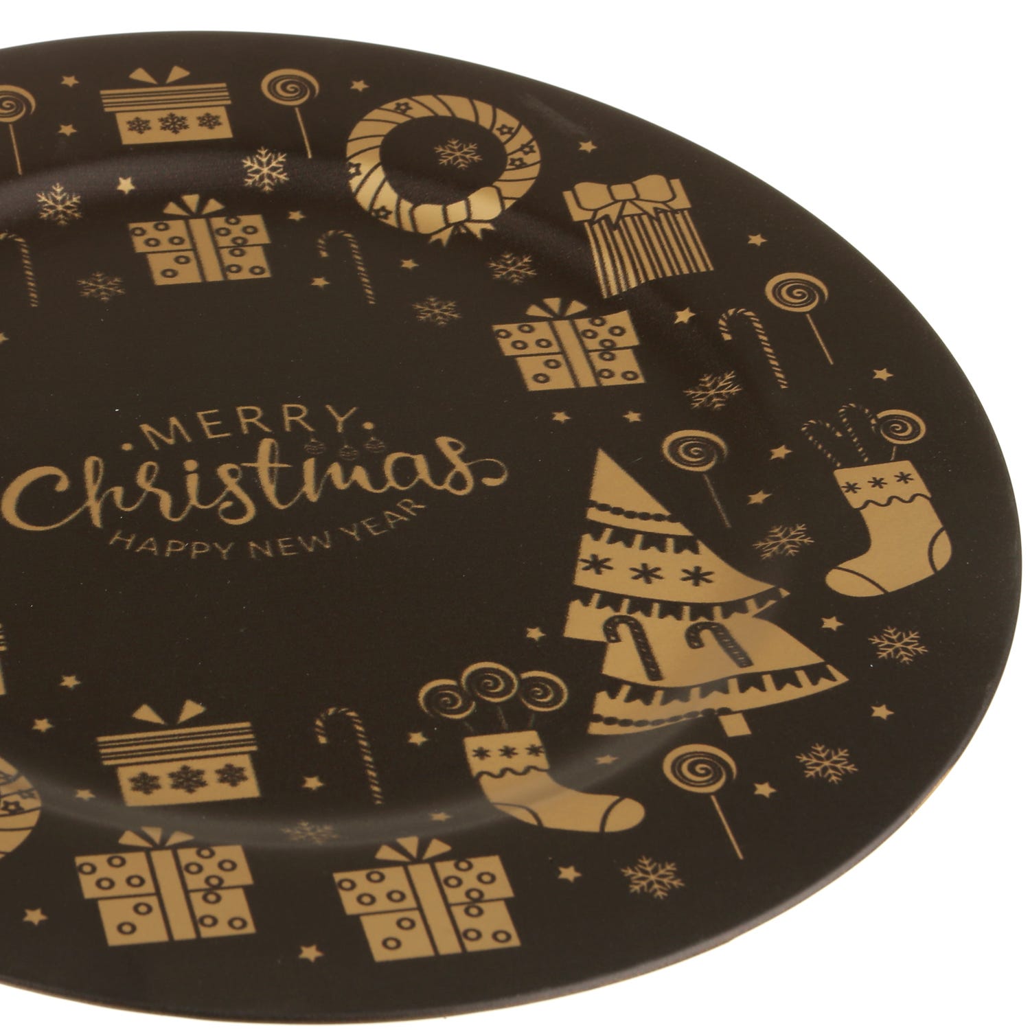 Sottopiatto Natale nero e oro 33 cm