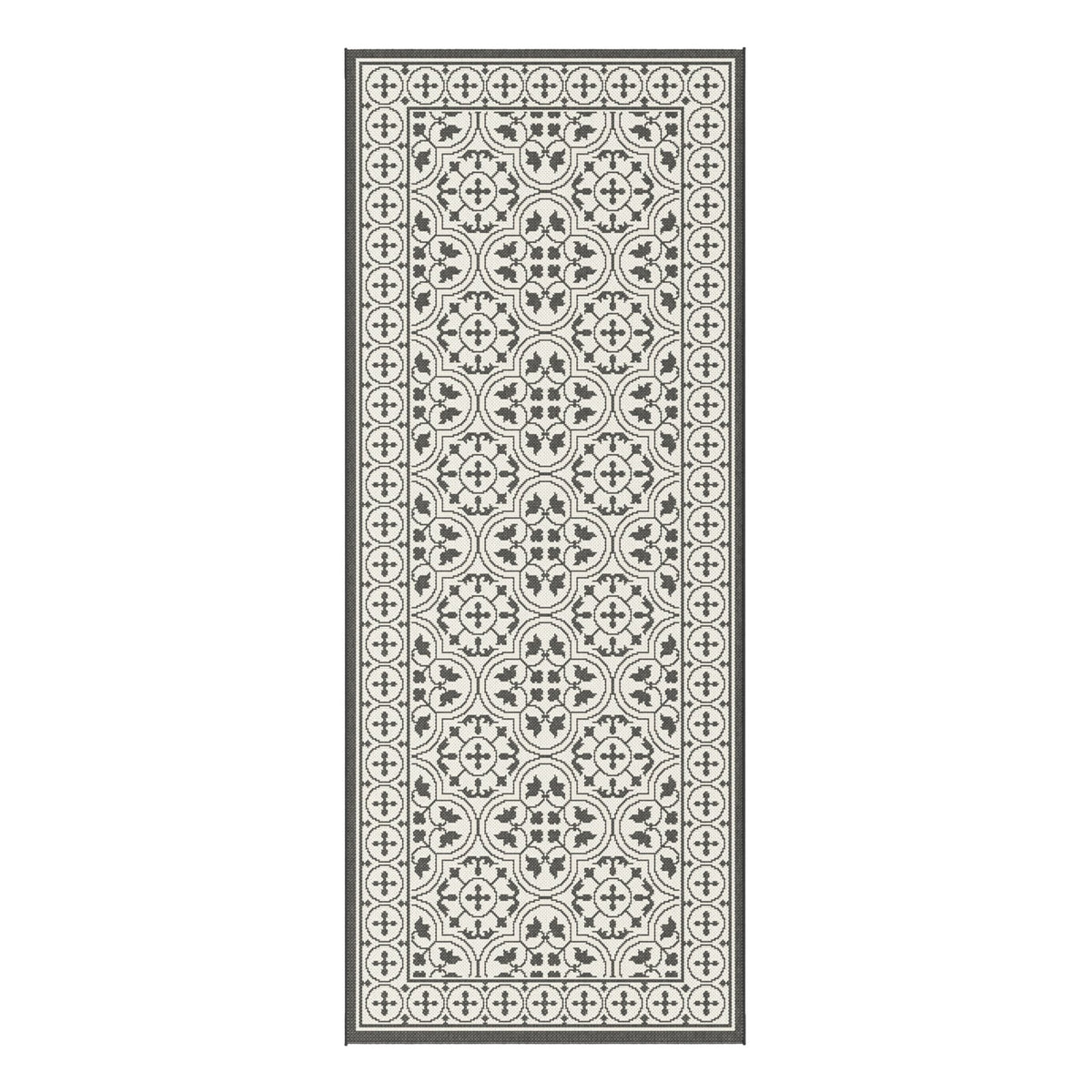 AFK Living vloerkleed Mosaique - voor binnen en buiten - zwart - 80 x 200 cm