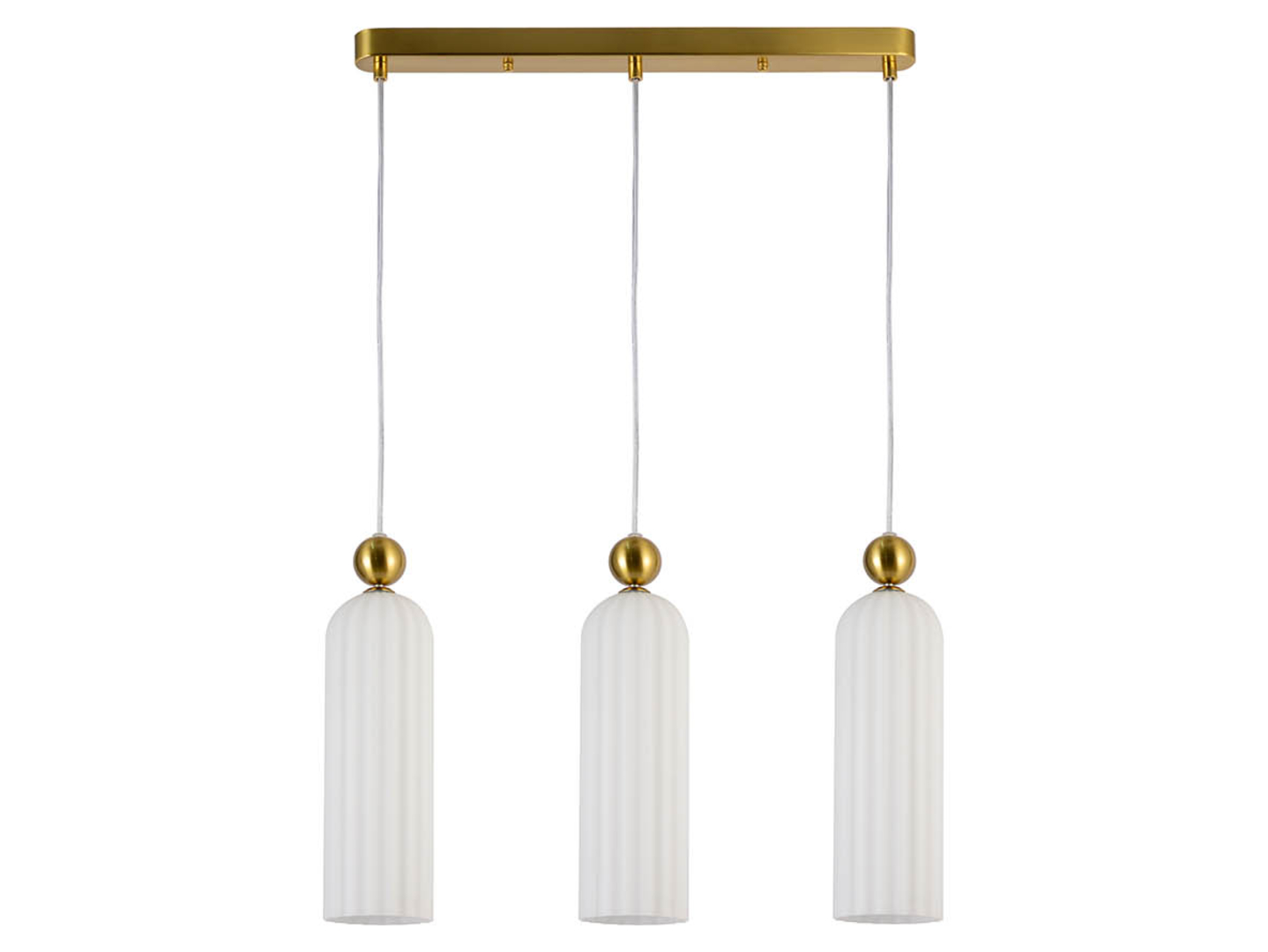Lampa wisząca Piega 3-punktowa szklana złoto-biała