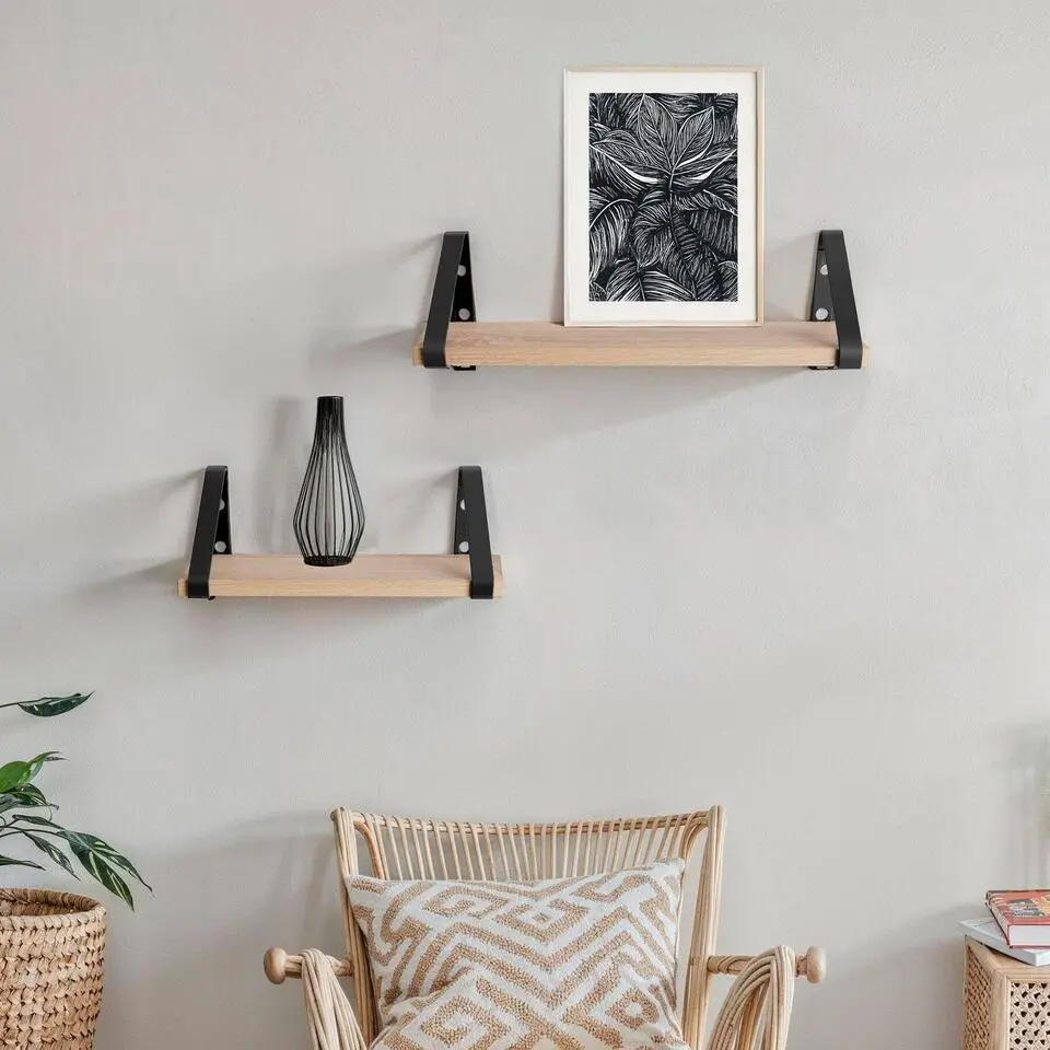 tectake 3 wandplanken Cowell, Industrieel Licht Hout, Eiken Sonoma