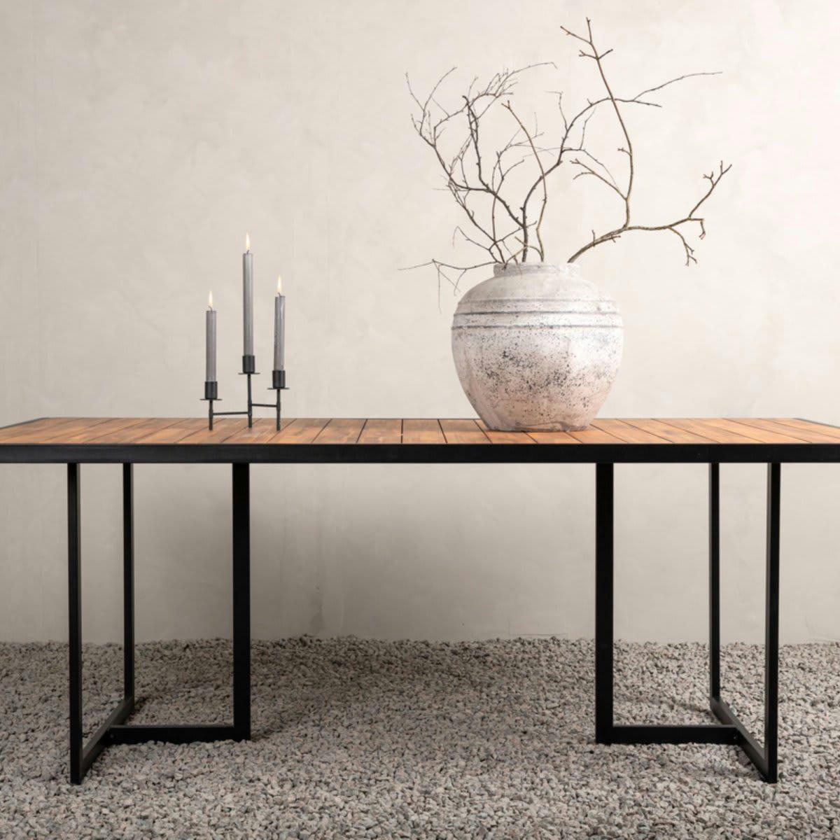 MENDOZA - Table de jardin moderne 200x100cm en bois et métal