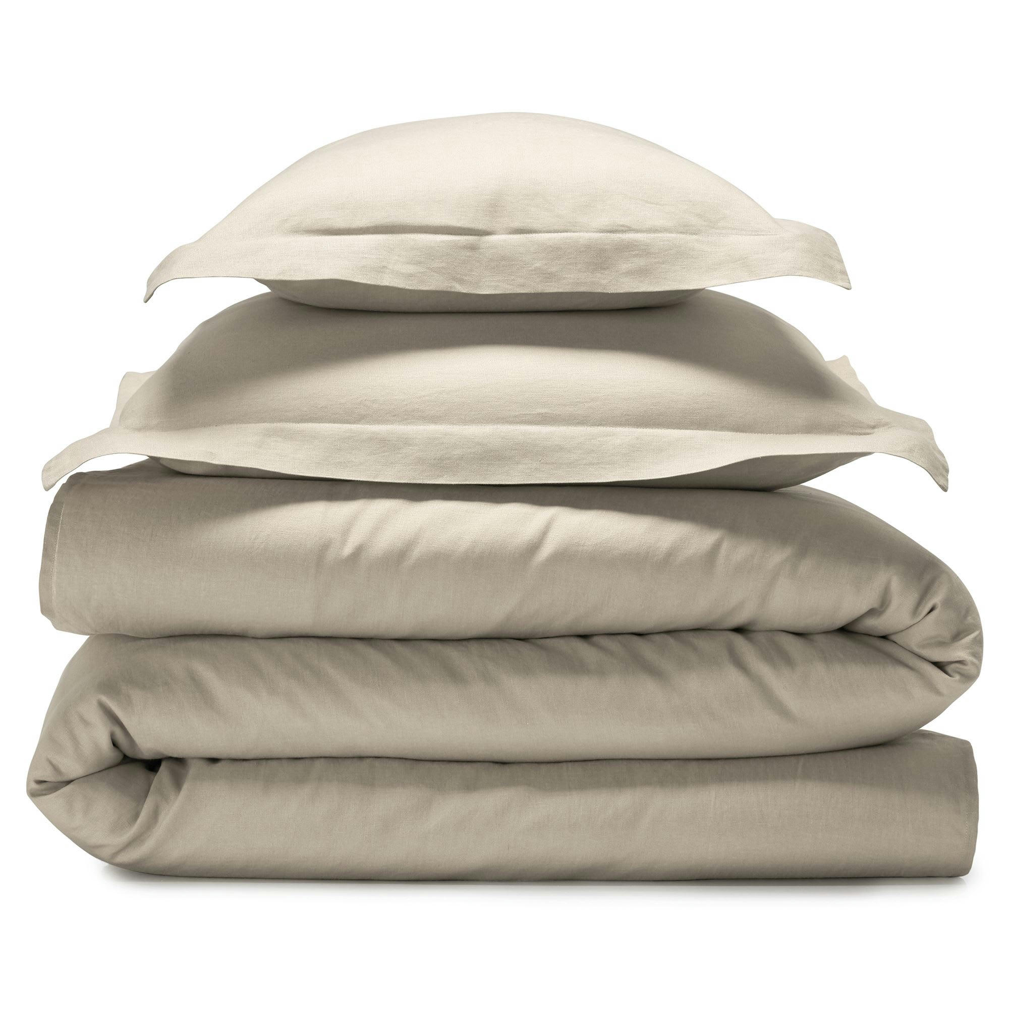 GAMME UNIE LIN PRÉLAVÉ - Housse de couette 240x220 blanc craie en lin