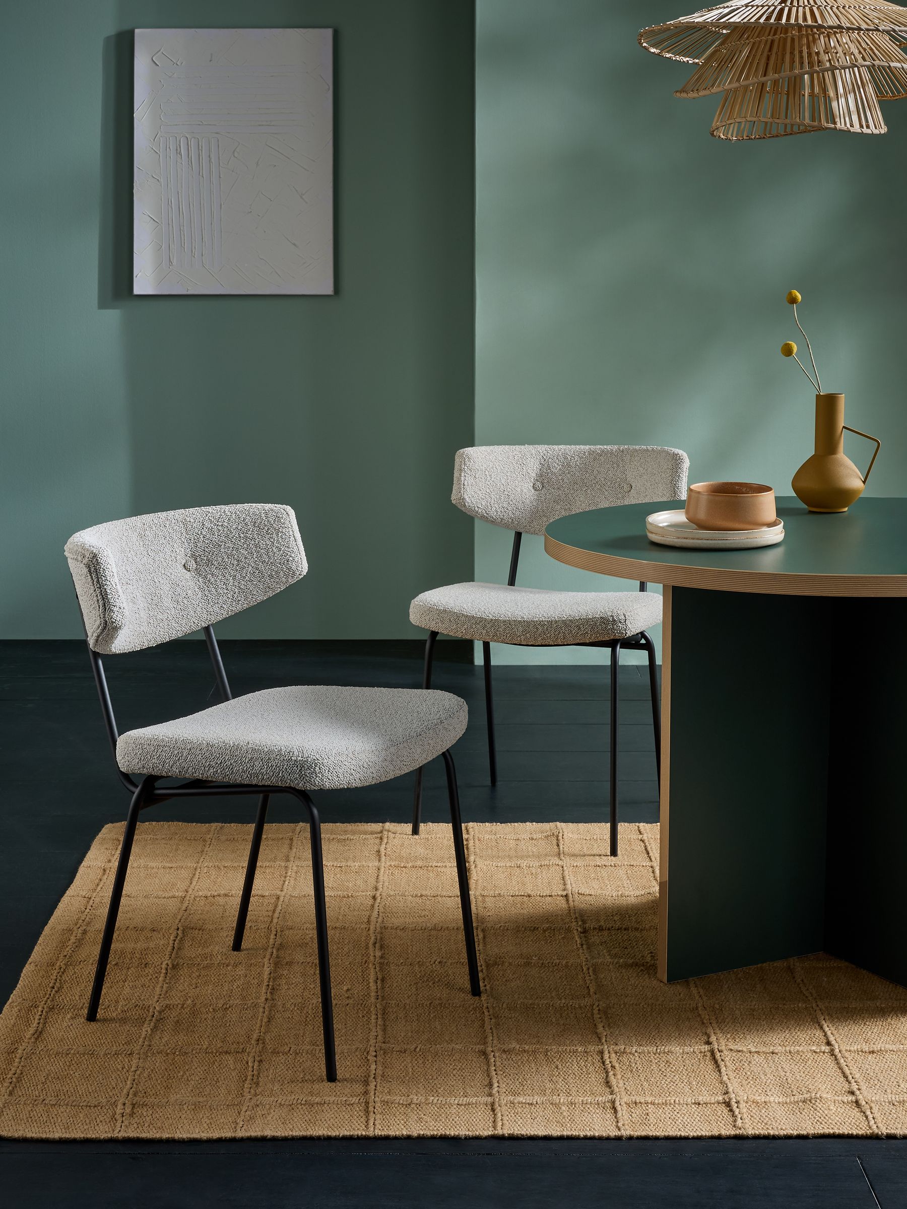 Set of 2 Halina Dining Chairs in White Boucle