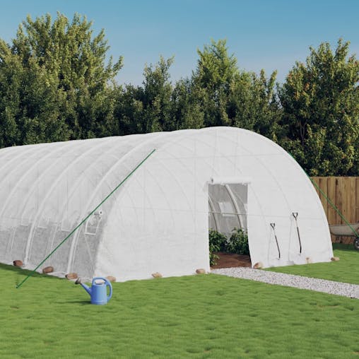 NNEVL Greenhouse with Steel Frame White 36 m&sup2; 6x6x2.85 m