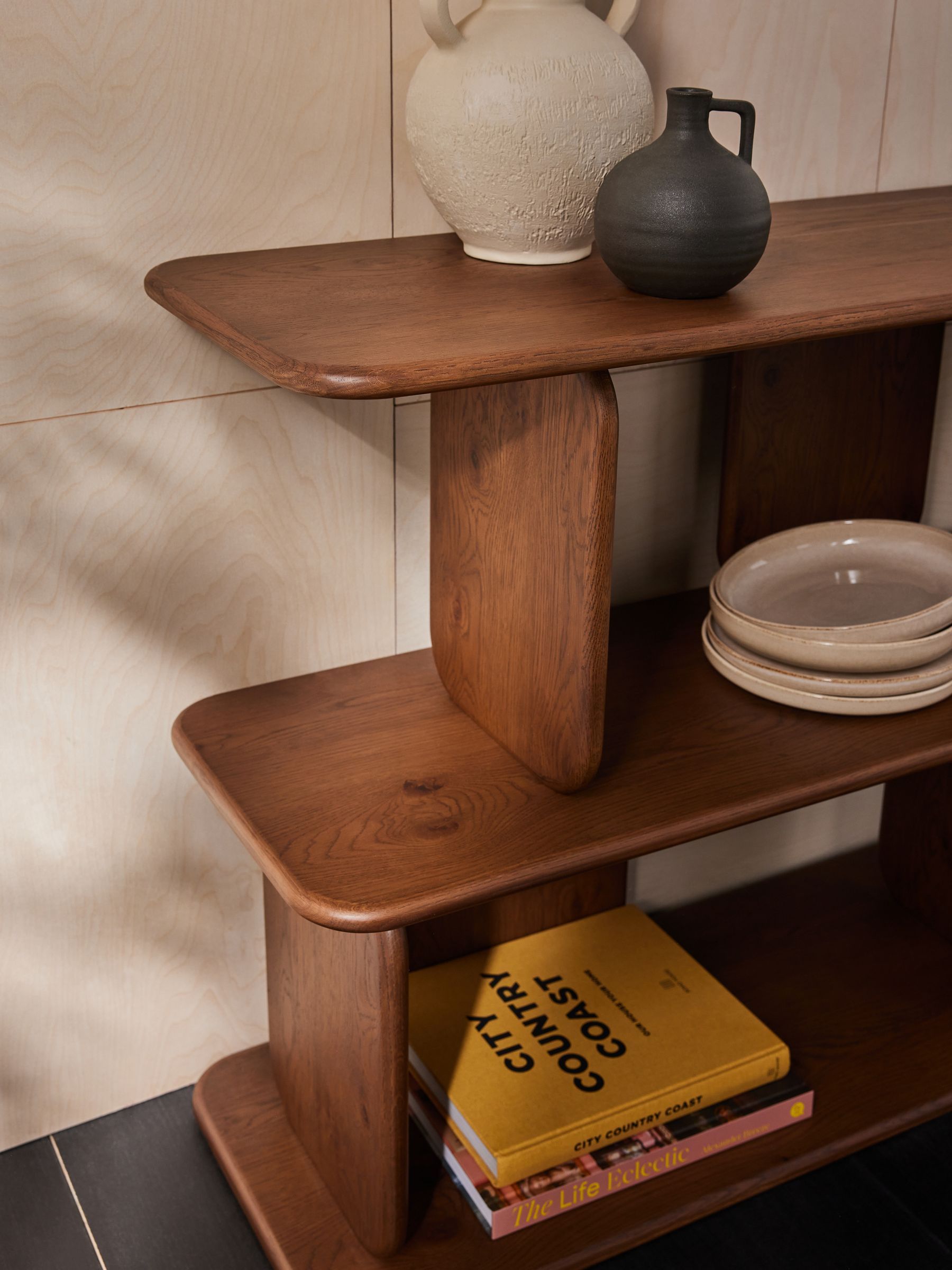 Nyla Low Shelving Unit in Dark Stain Oak