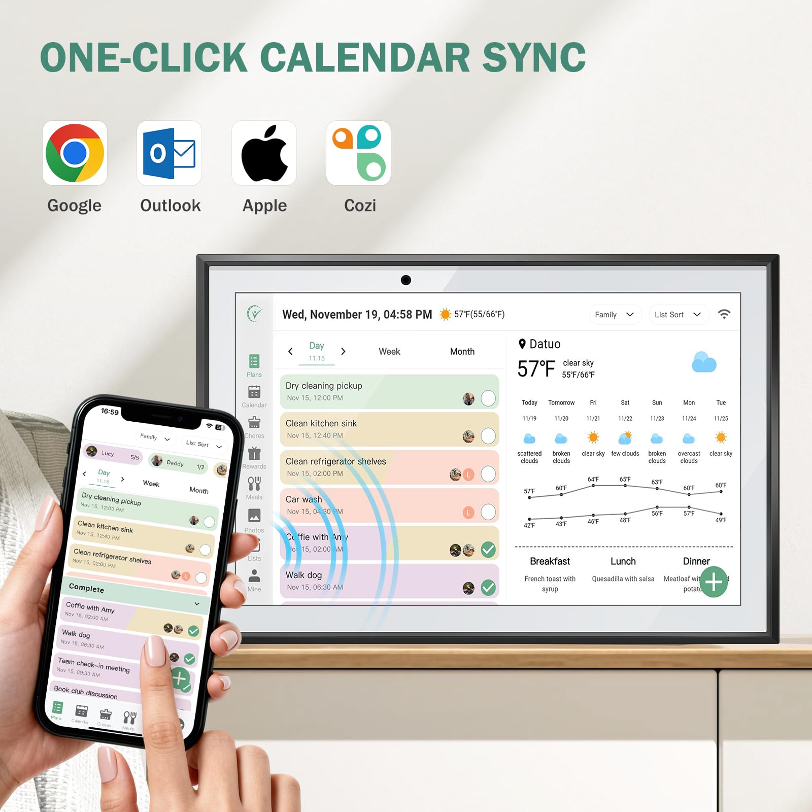 RROSKY WiFi Digital Calendar Smart Family Planner 10.1''