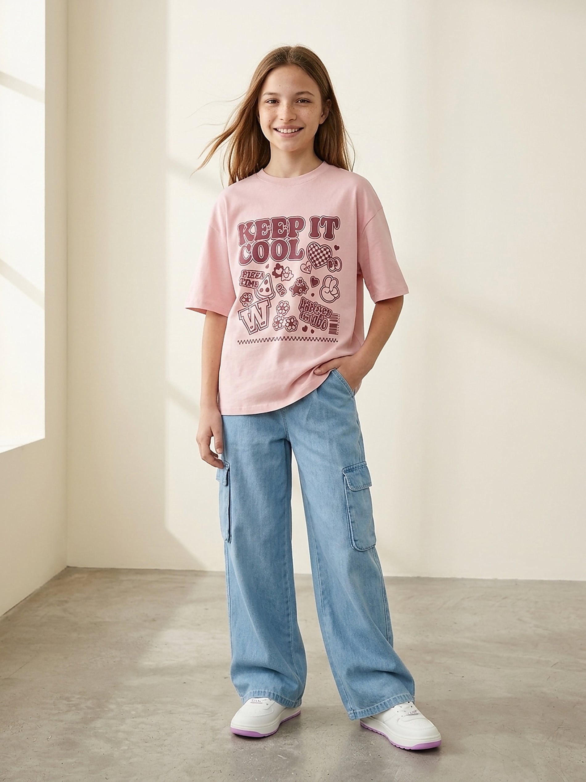 Jeansy wide leg cargo z lyocellu