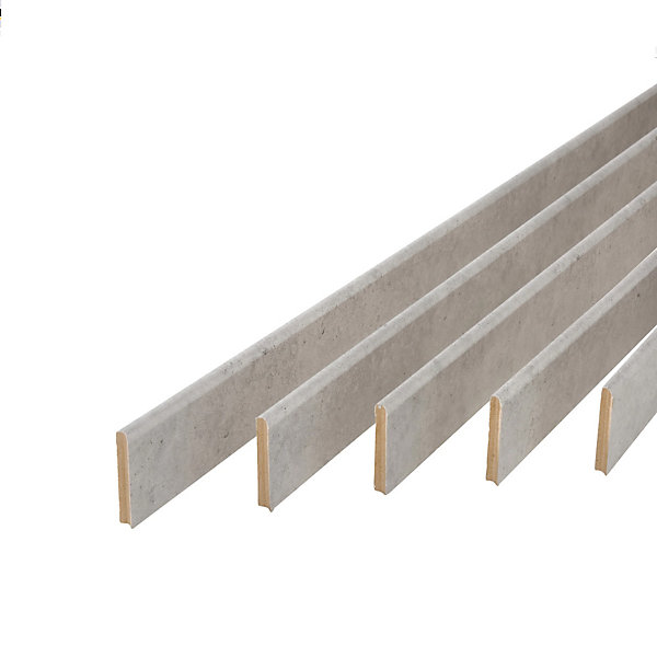 lot de 5 plinthes bord arrondi MDF Revêtues gris D5 2200 x 68 x 9 mm