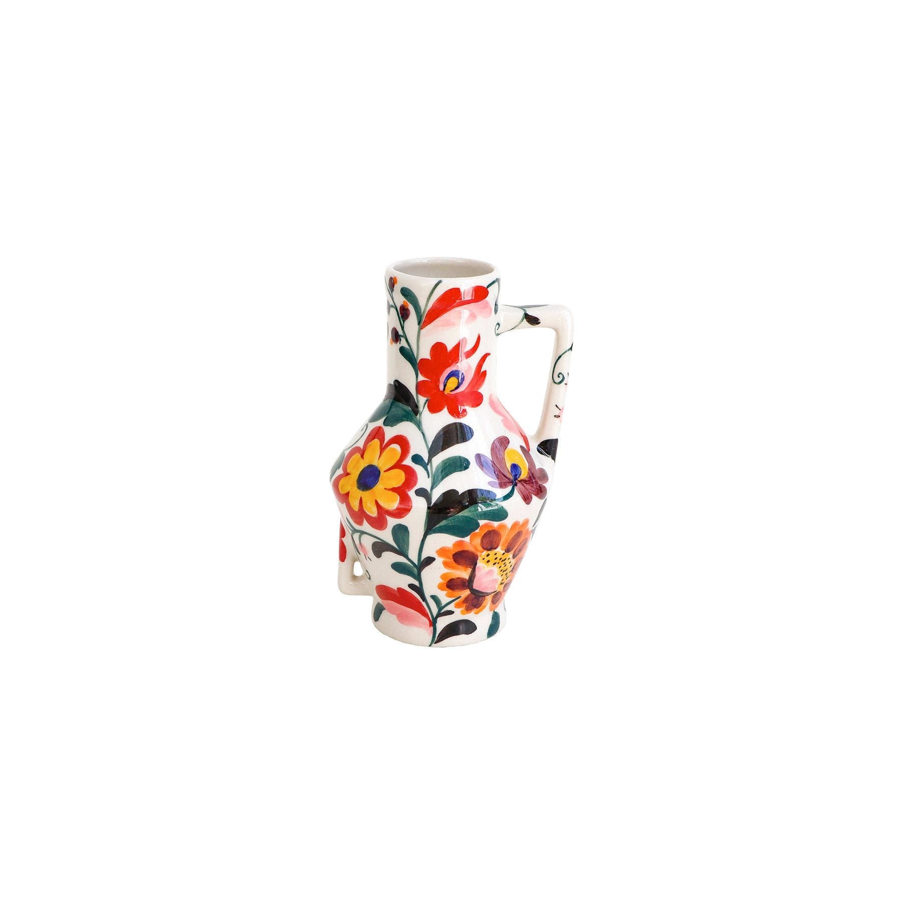 Return to Sender Vaas 15 cm Bed of flowers print handgeschilderd met handvat