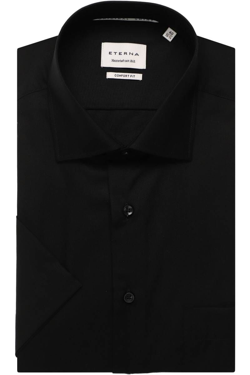 ETERNA Comfort Fit Hemd schwarz, Einfarbig