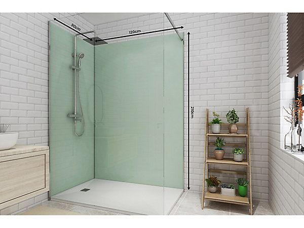 Lot de 2 panneaux muraux de douche vert clair en aluminium avec profilés - L90 x L120 x H210 cm - ITZIAR