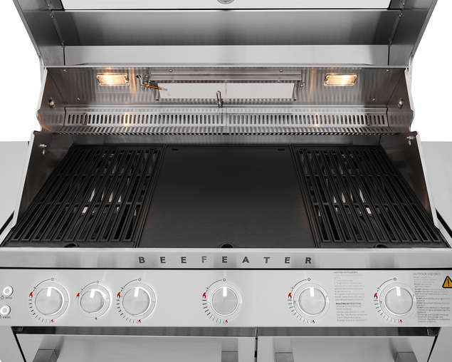 BeefEater 7000 Premium 5 Burner Flame Failure BBQ on Side Burner Cart