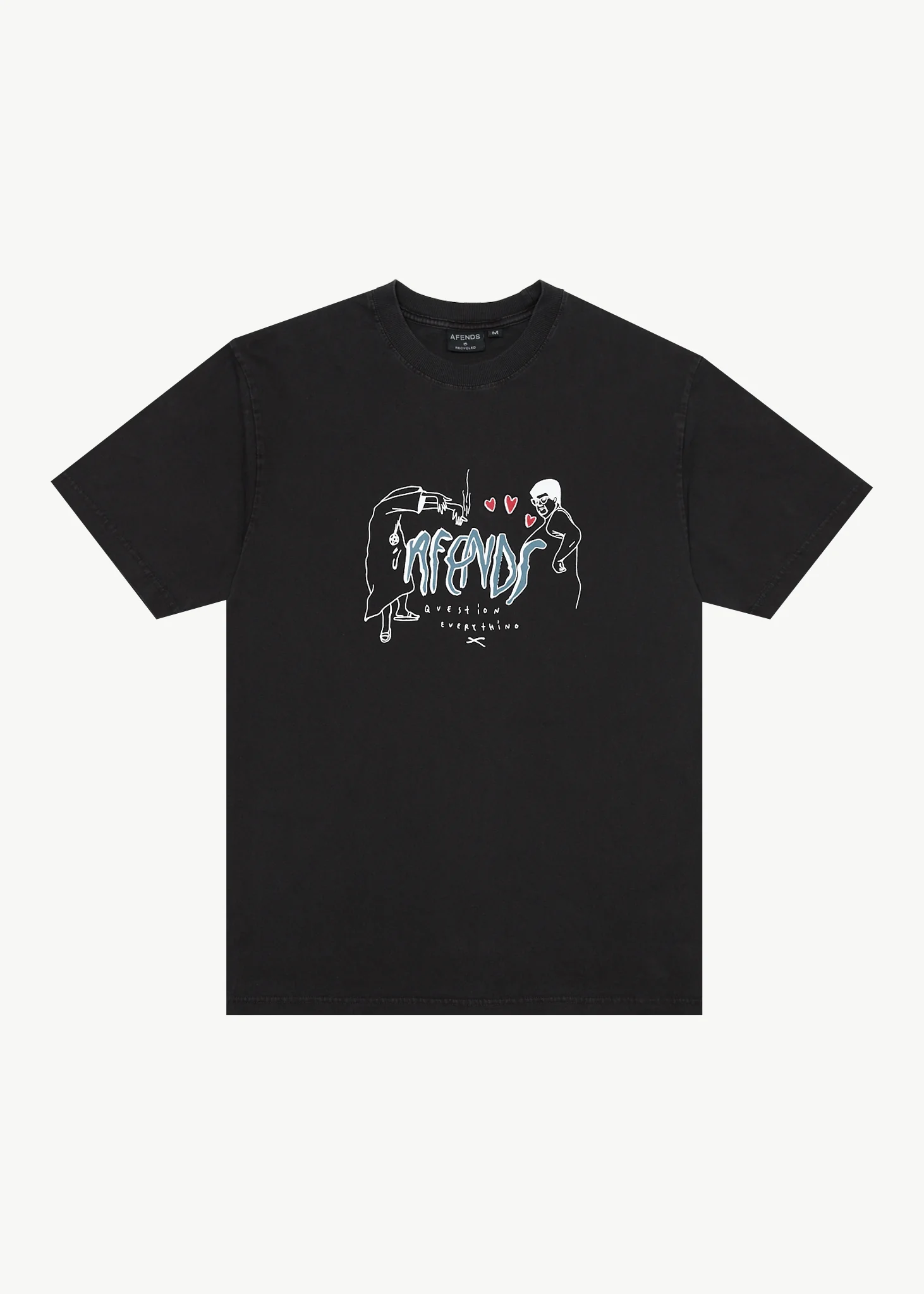 AFENDS Mens Torched - Retro Tee - Stone Black