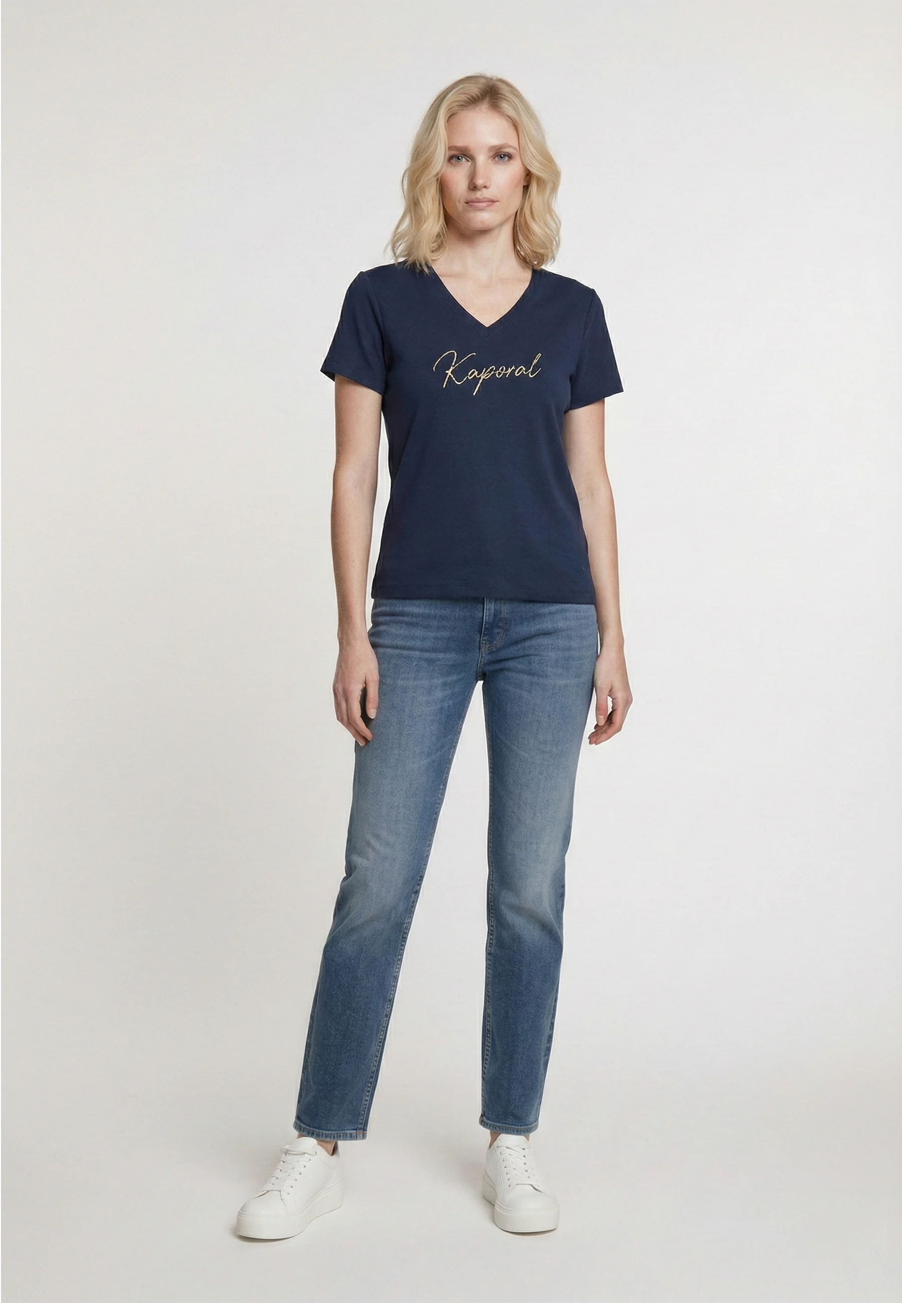 T-shirt manches courtes slim bleu marine coton stretch LION