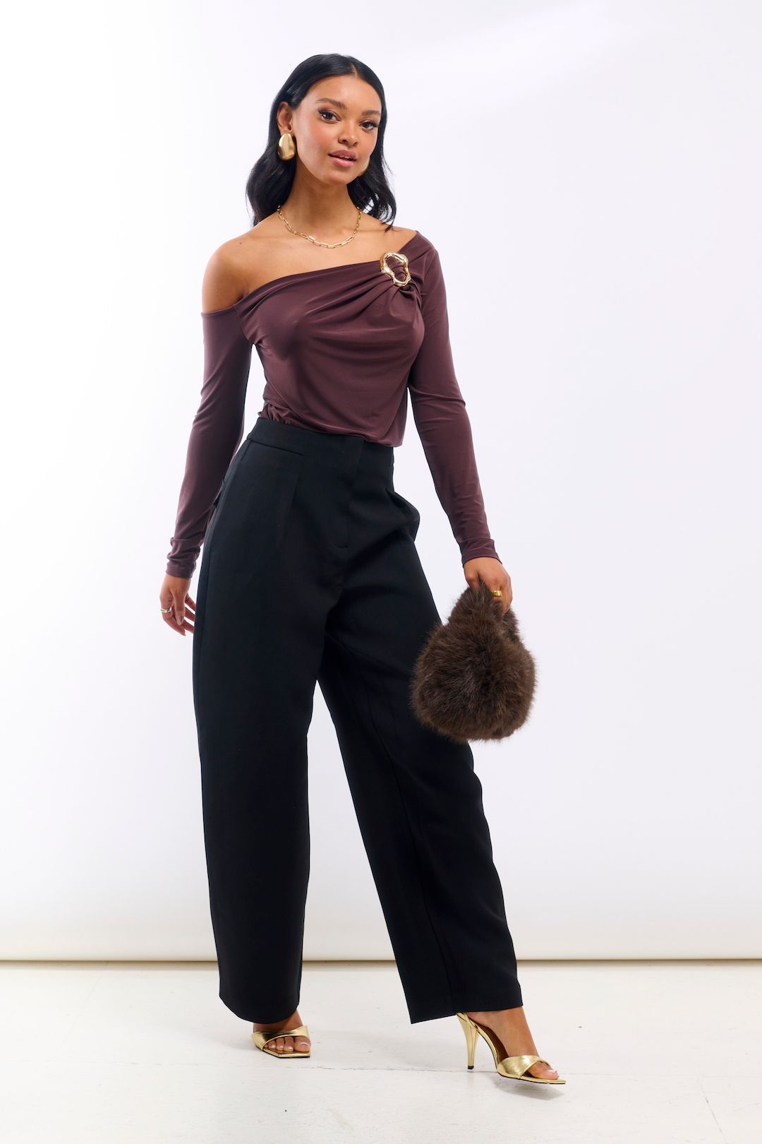Needs No Label Chocolate Jersey Hardware Top