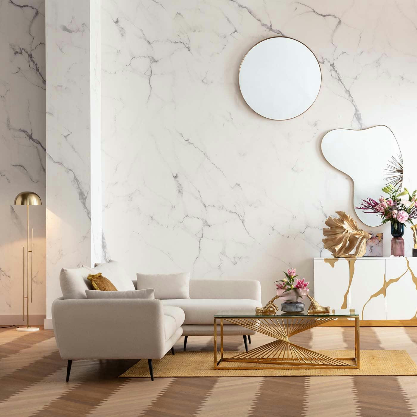 LASER - Table basse en verre et acier doré