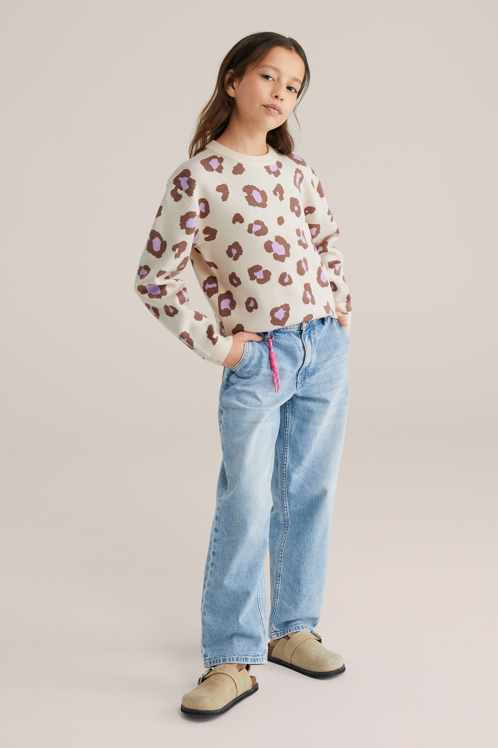 Meisjes gebreide trui met print