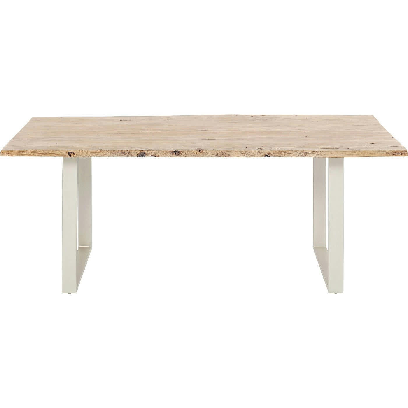 HARMONY - Table à manger 6 personnes en acacia brut et acier argenté L160