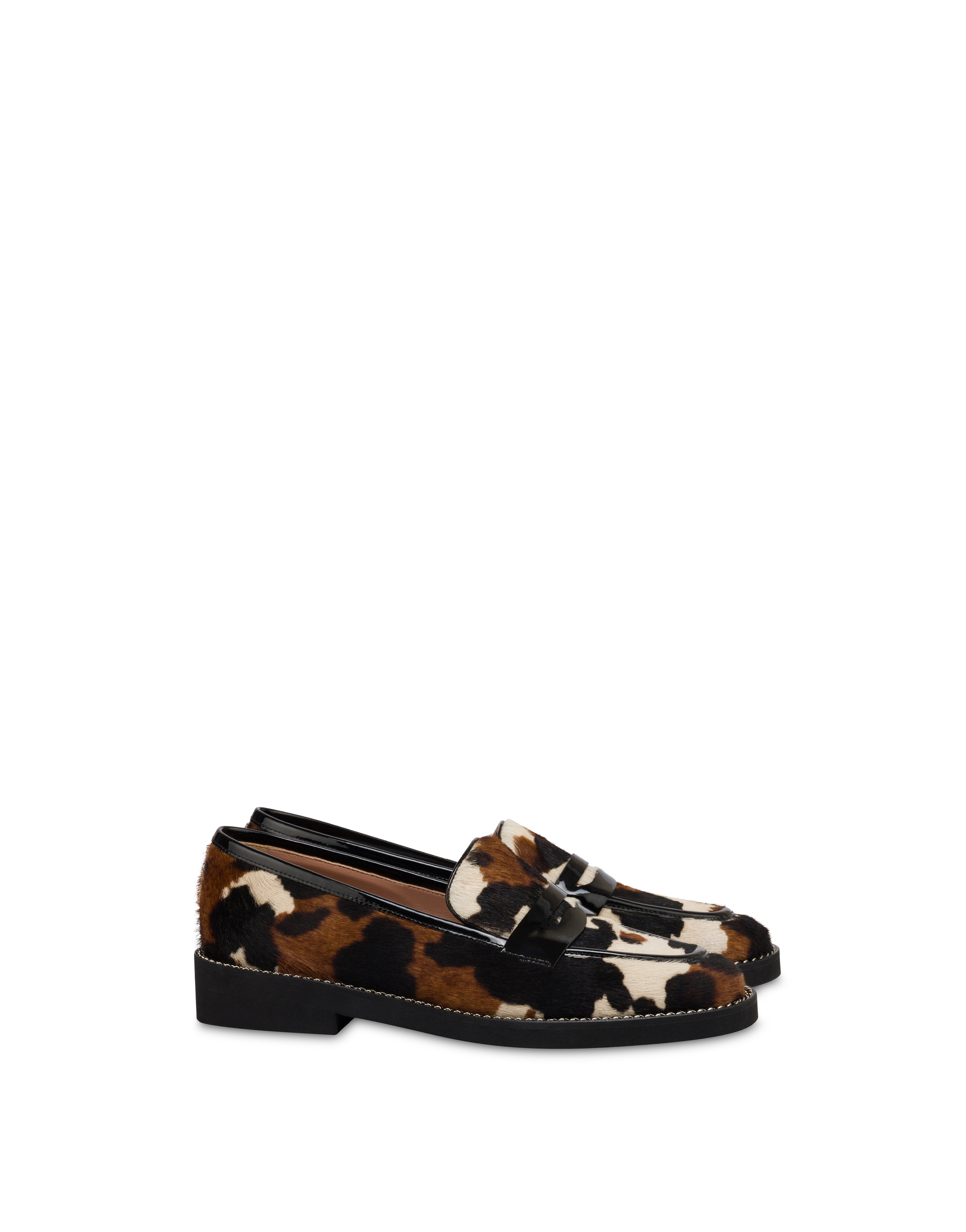 Mocassino Mannish In Cavallino Stampato Cow/nero