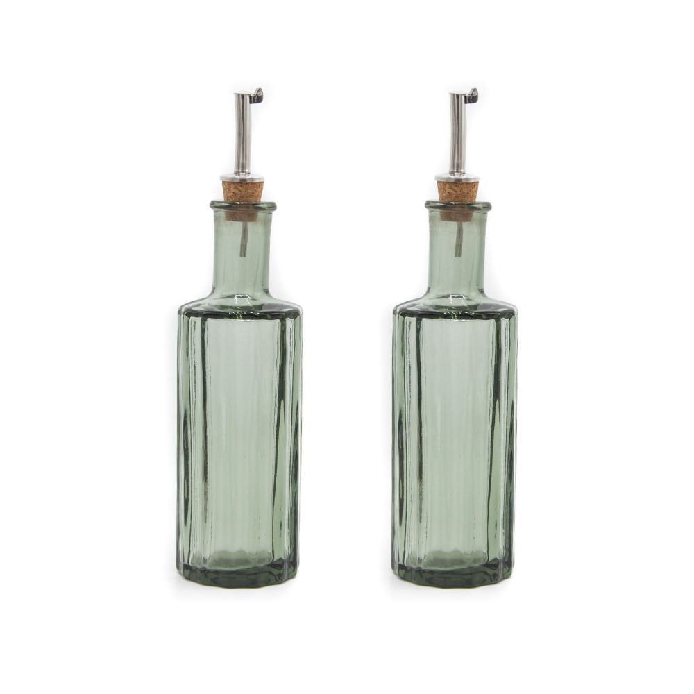 Brût Homeware olie en azijnstel Reed - groen - gerecycled glas