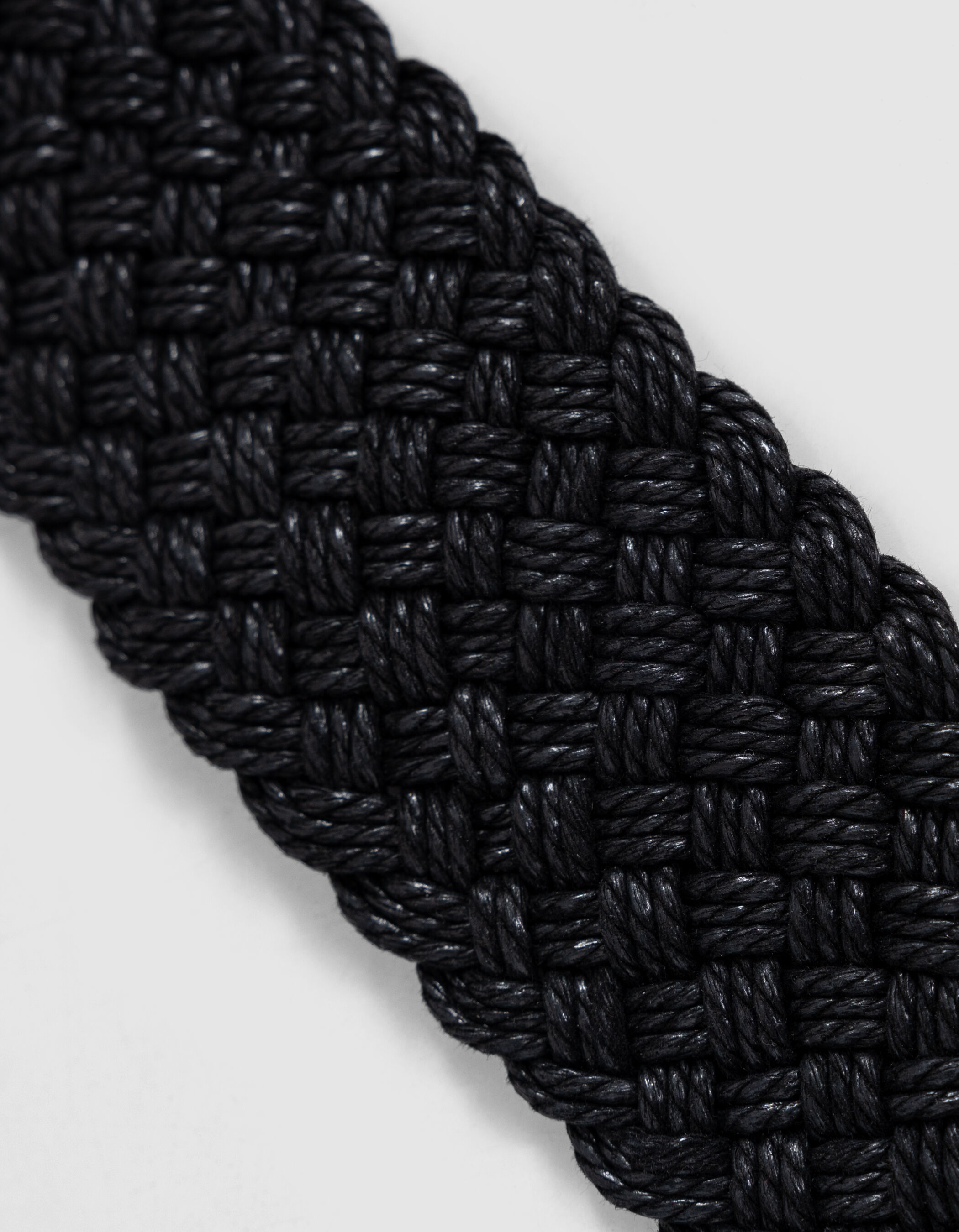 Ceinture large noire raphia tressé Femme