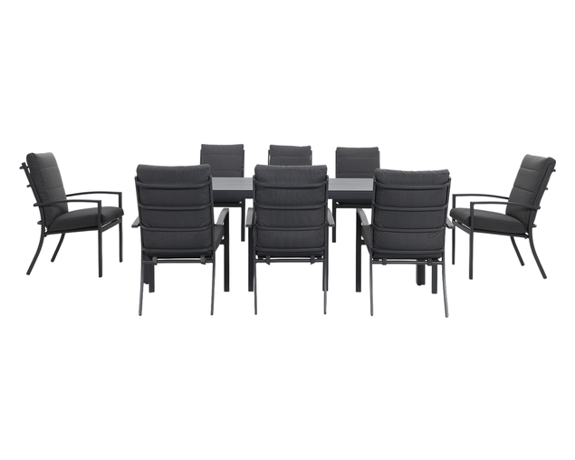 Jette 8 Seater Dining Setting Bundle - Gunmetal Grey