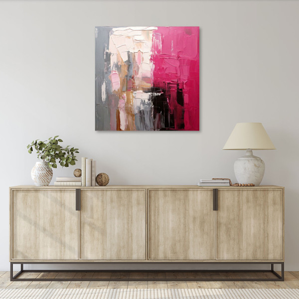 Feeby Obraz, Abstrakcja Impresjonizm Różowy 30x30