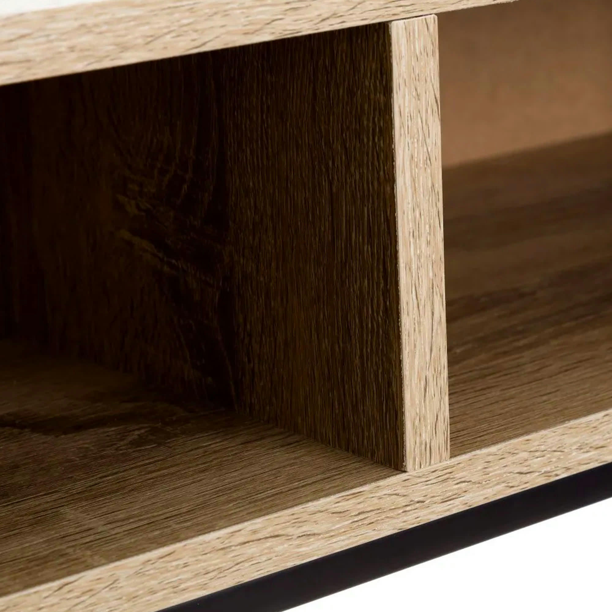 - Console d'entrée en bois et métal noir à 2 casiers 80x30x75cm