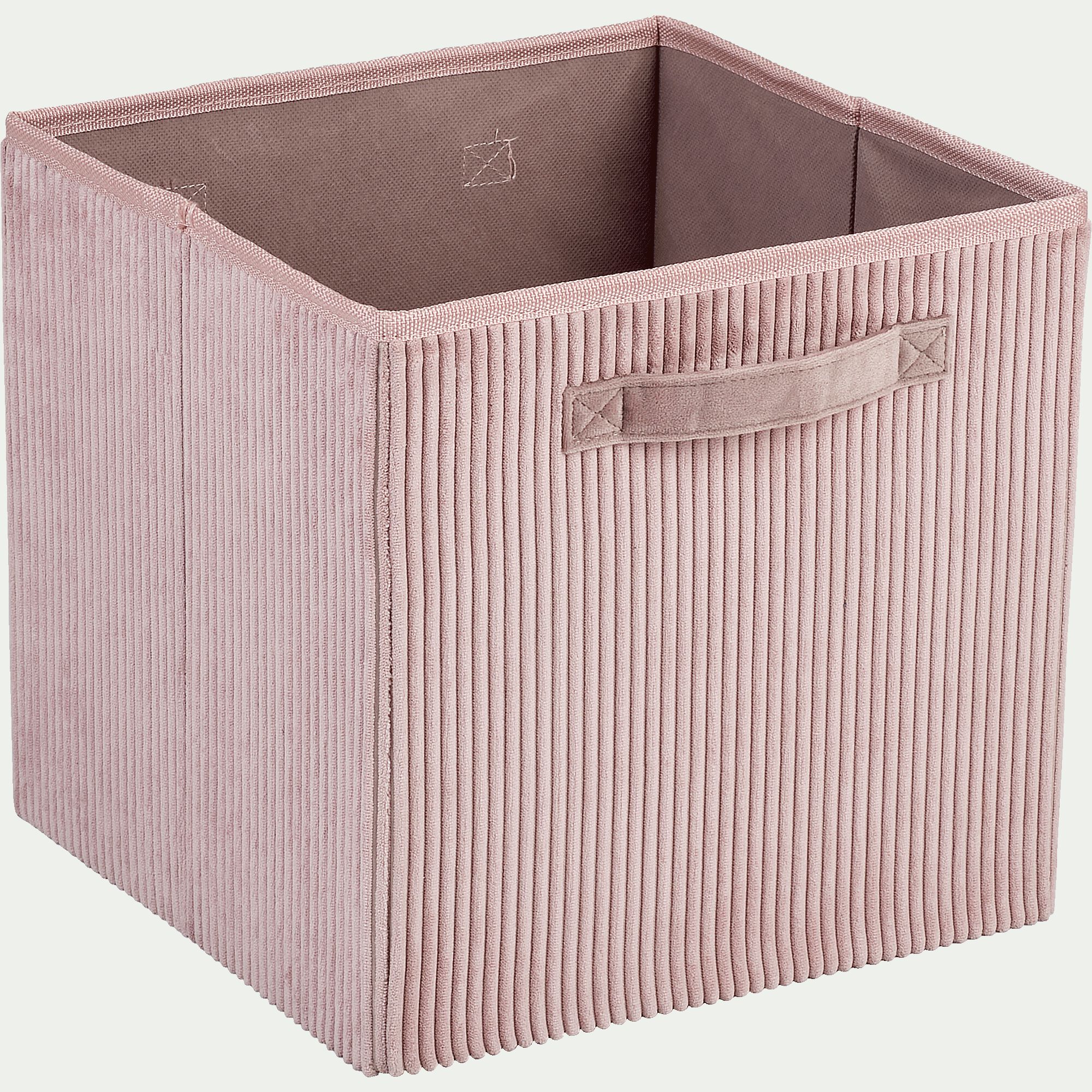 VELA - Panier de rangement en velours côtelé - rose H30xL30cm