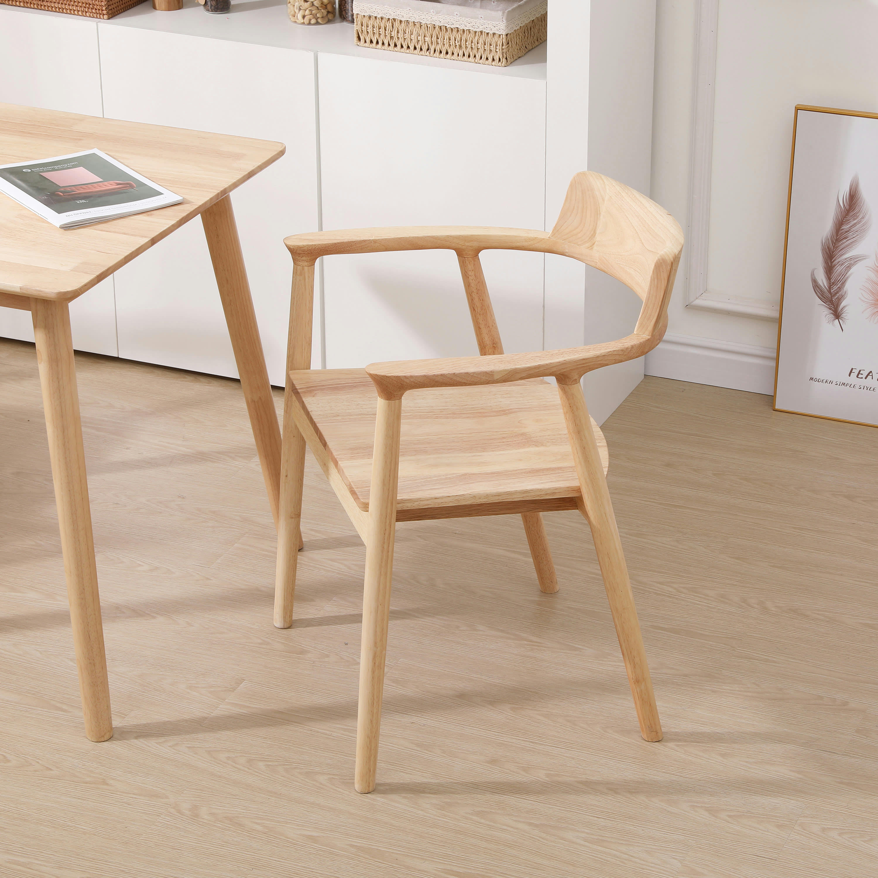 - Lot de 2 chaises en bois massif naturel