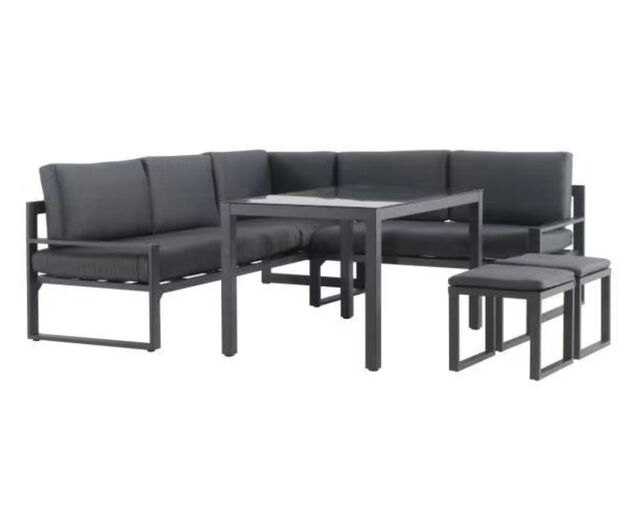 Patmos 5 Piece Low Dining Setting - Gunmetal Grey