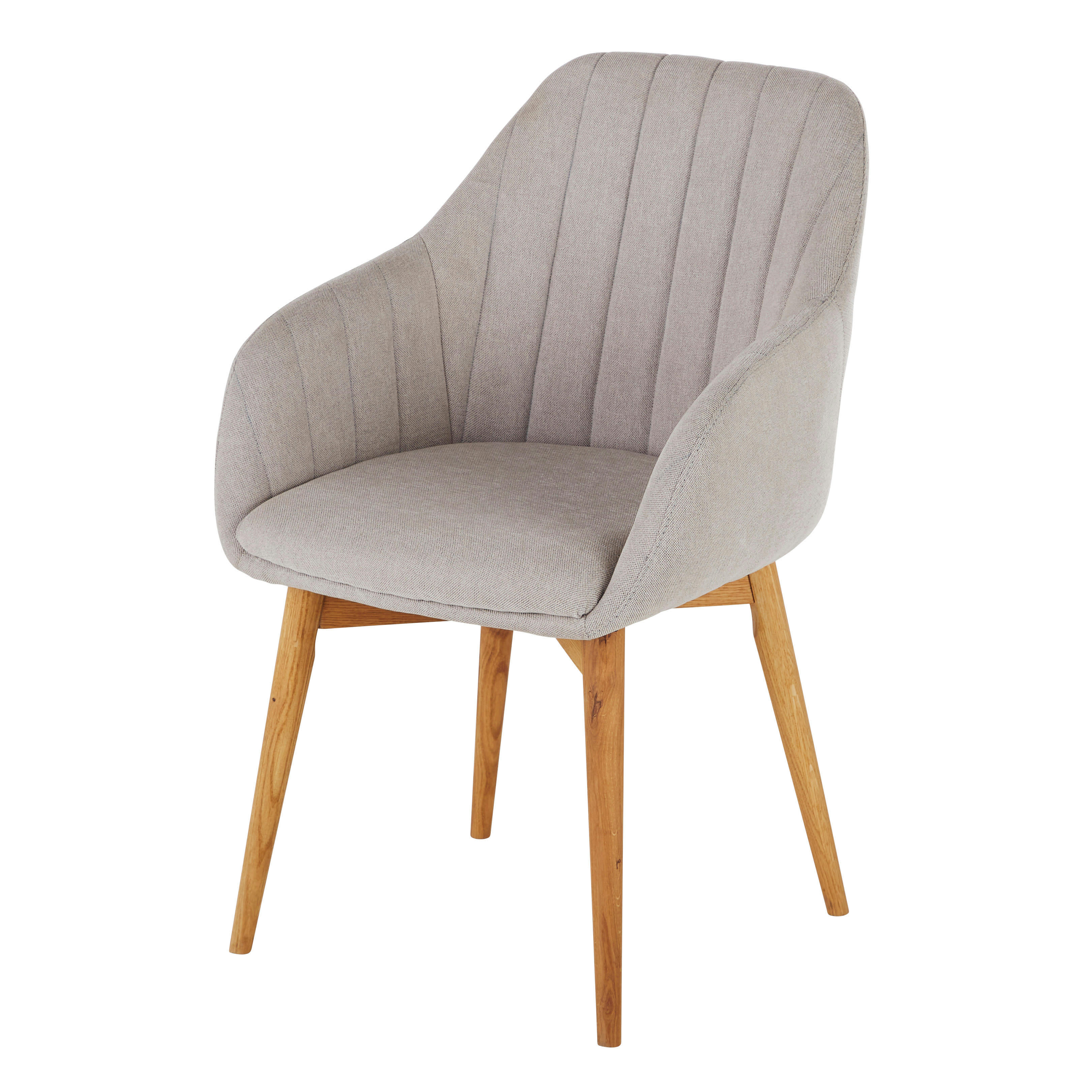 Archie - Fauteuil de table gris clair et pieds en bois de chêne