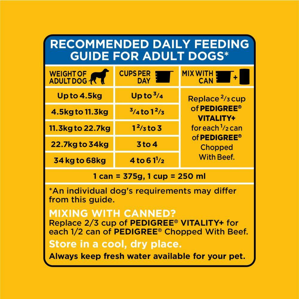 Pedigree Vitality+ Hearty Beef and Vegetable Flavour Adult Dry Dog Food, 8-kg