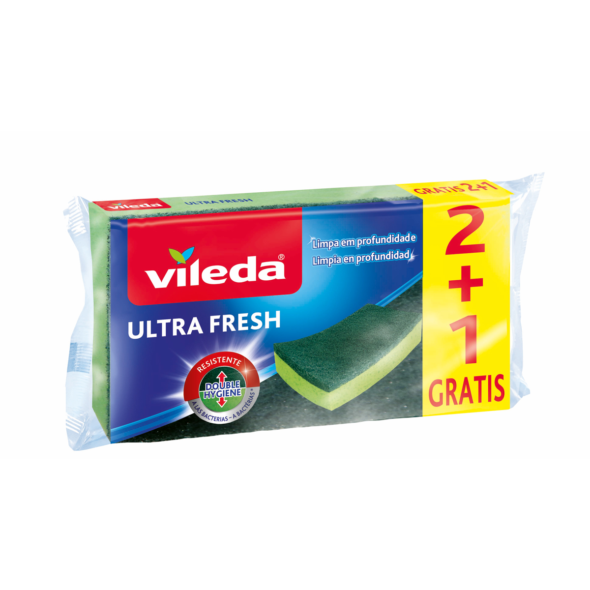 Esfregão com esponja ultra fresh antibactérias 2 1 VILEDA