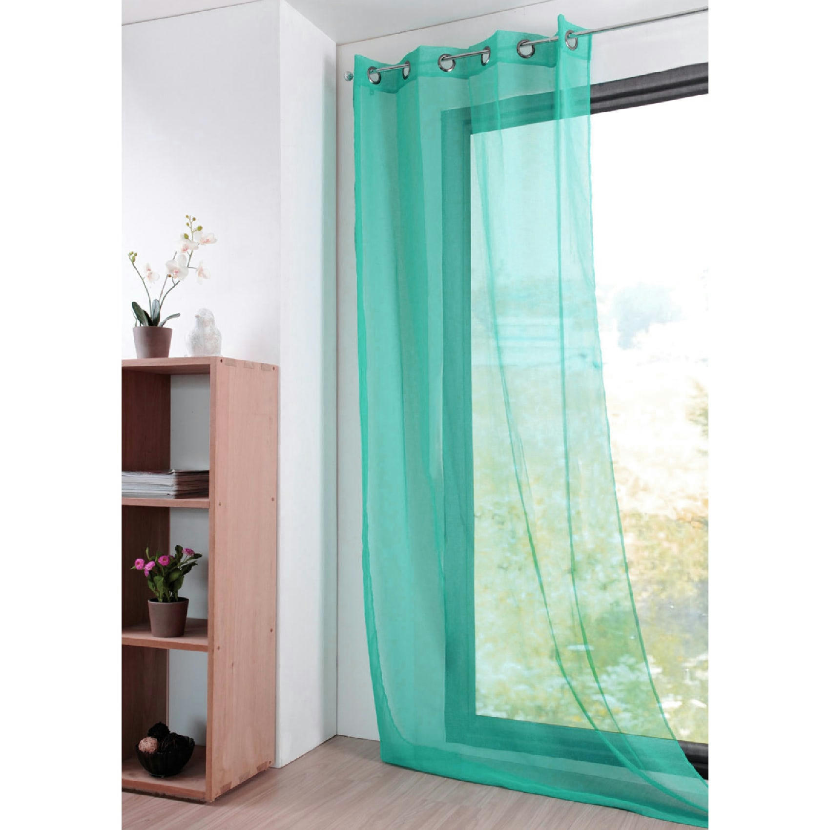 - Voilage uni à oeillets polyester céladon 140x280 cm
