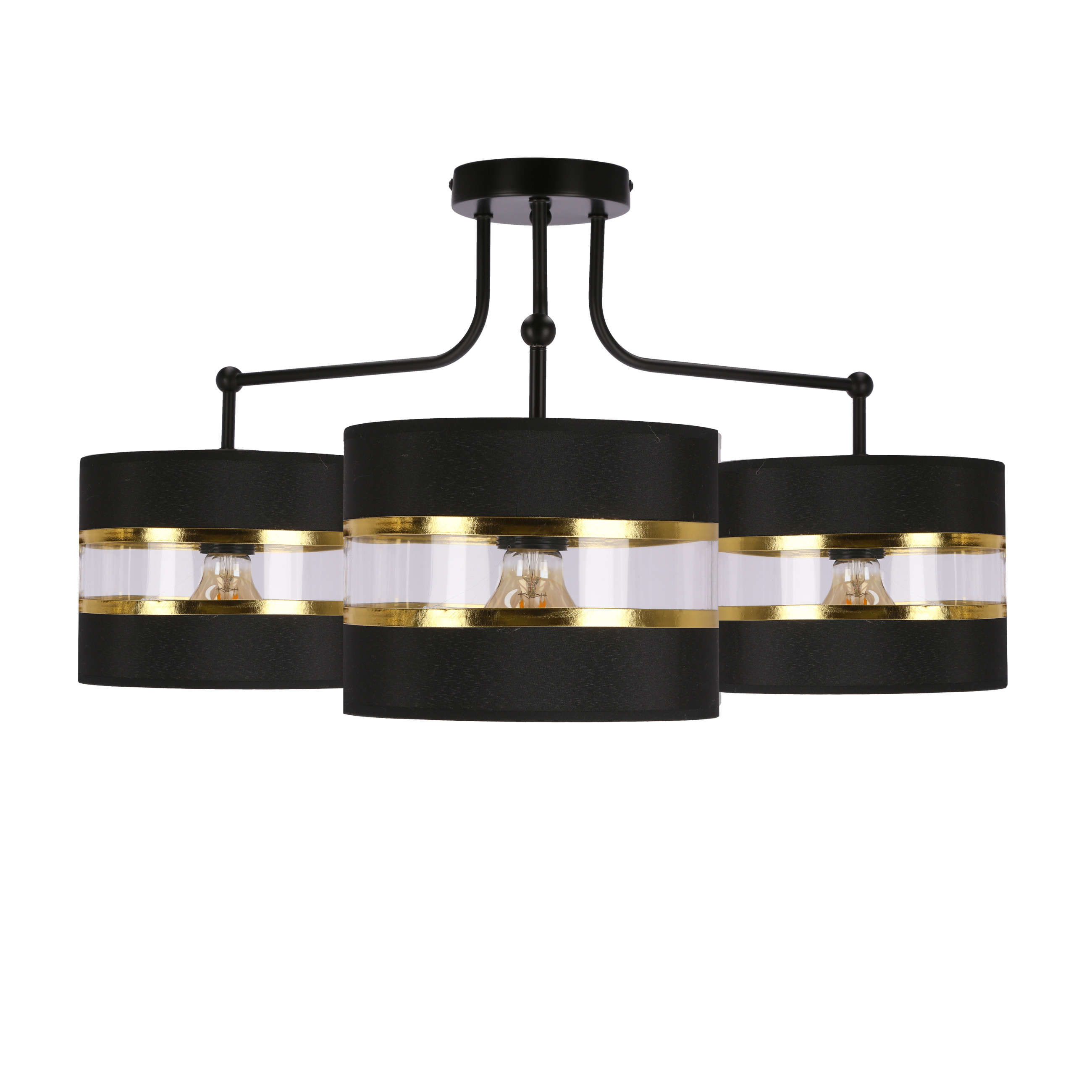 Lampa wisząca ANDY czarny 3x40w e27 abażur czarny złoty