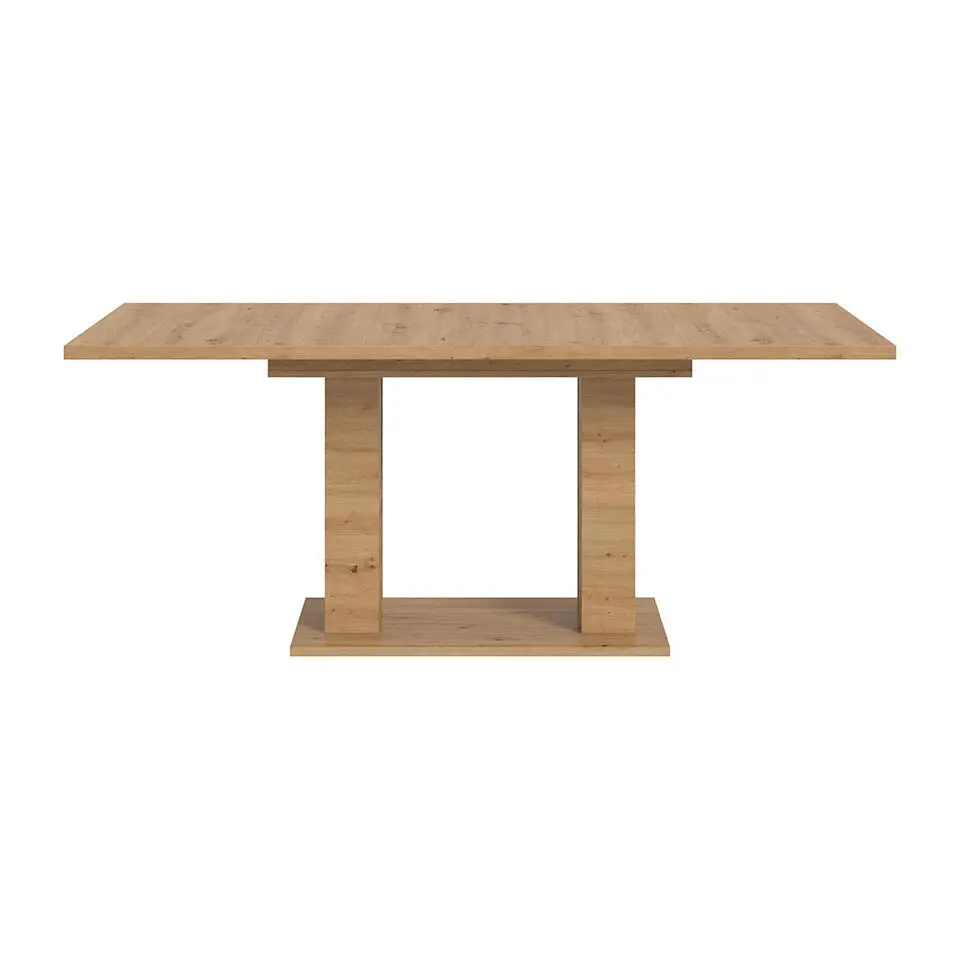 Hioshop Motion eetkamertafel dubbele zuilpoot 90x150/190cm incl 1 verlengblad