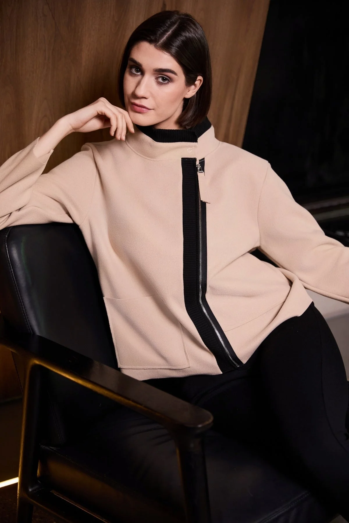 Beige Side Zip Jacket