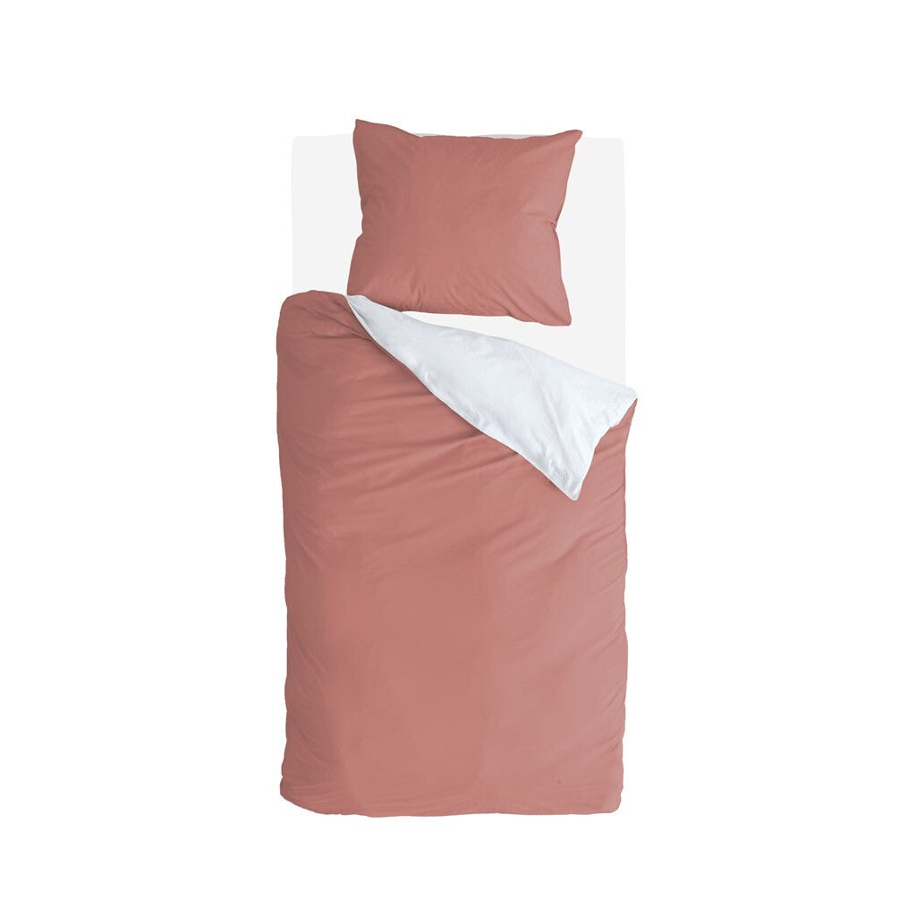 Byrklund - Dekbedovertrek Side Way - 140x220 cm - Terra / Wit