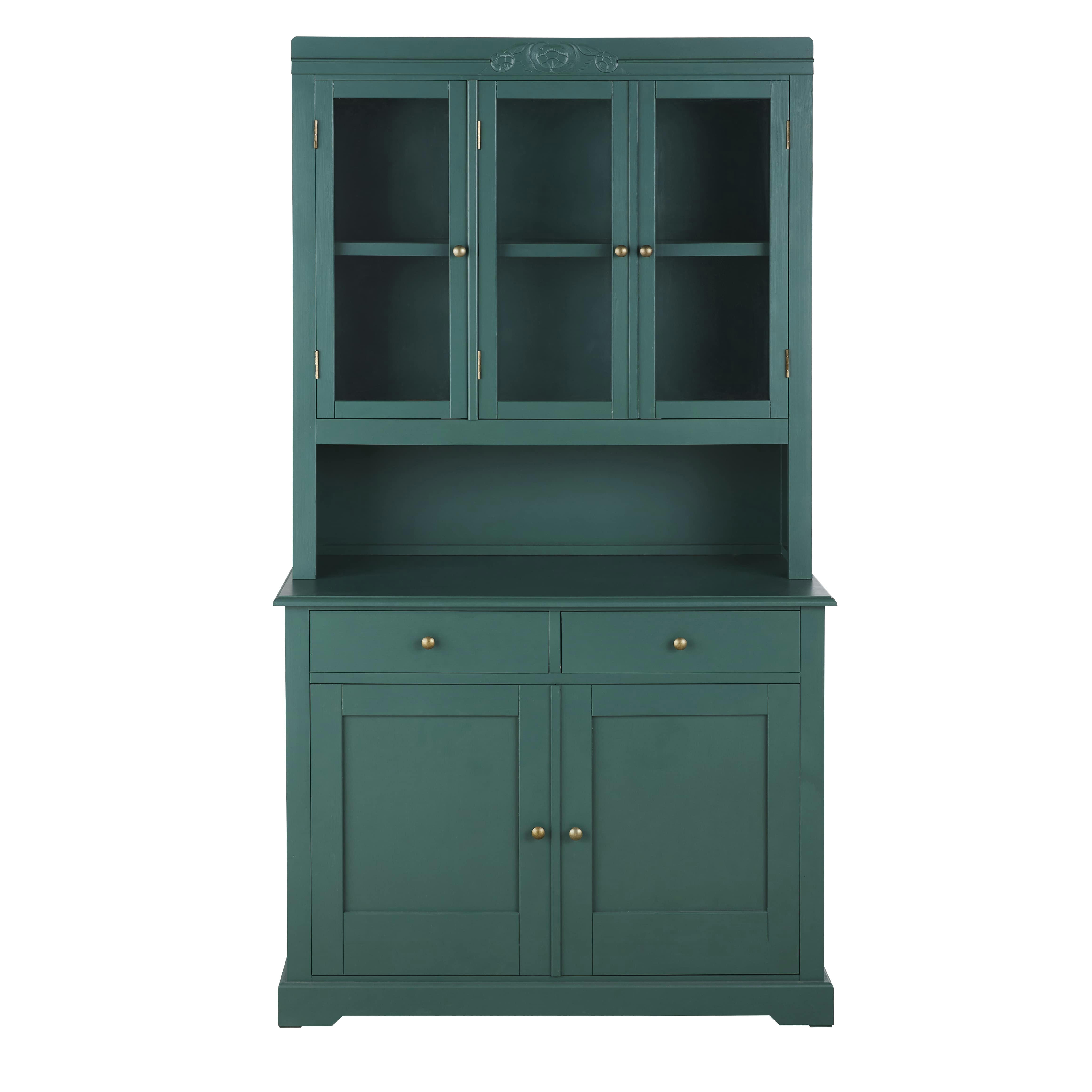 Aimée - Vaisselier 5 portes  2 tiroirs vert sapin