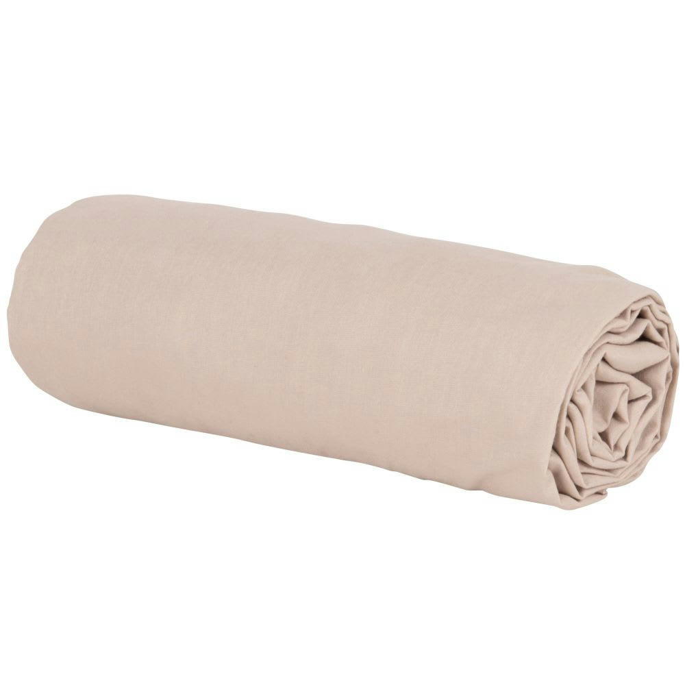 - Drap housse en coton bio beige 140x200