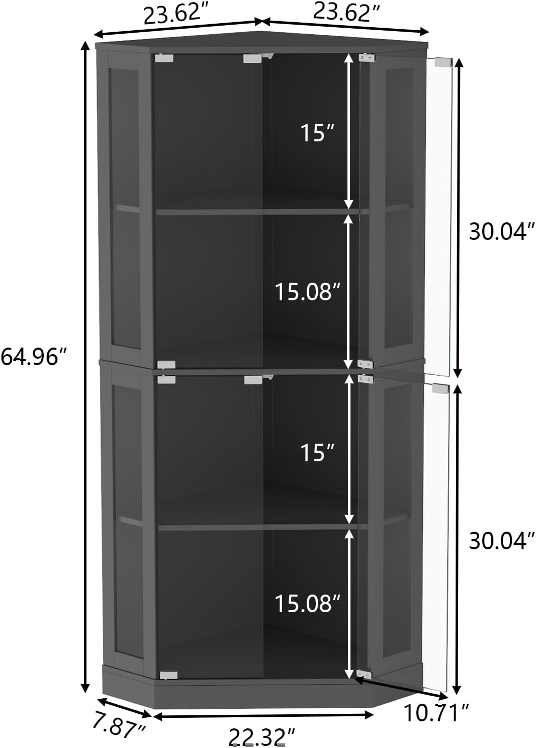 Corner Display Cabinet with Multi-Color LED Lights, Modern Curio Cabinet with Glass Doors, 4 Tier Glass Display Case for Toys, Books & Other Collectibles