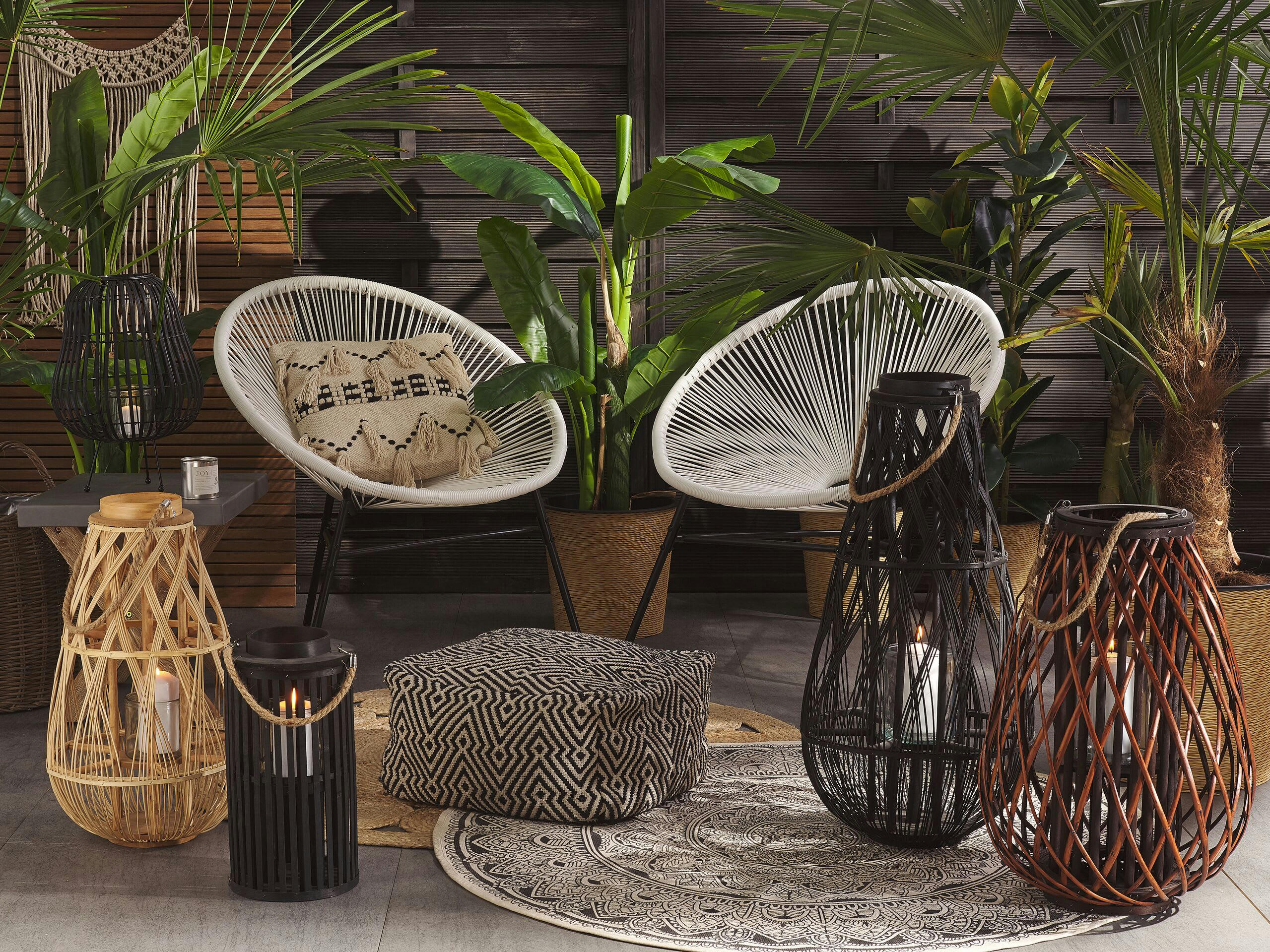 KIUSIU - Lanterne décorative marron en bois de saule 60 cm