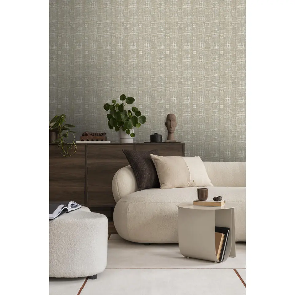 Sanders & Sanders behang linnenstructuur beige - 53 cm x 10 m
