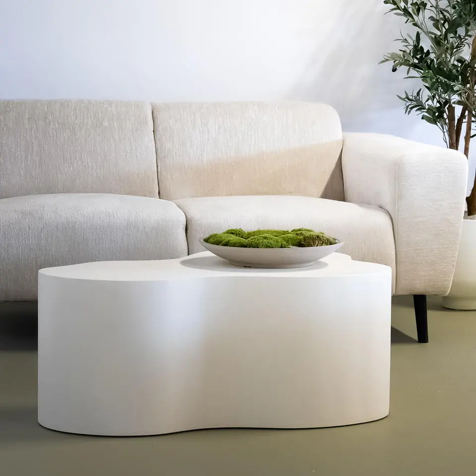 Salontafel Organisch 100cm - Wit - Salontafel Lina